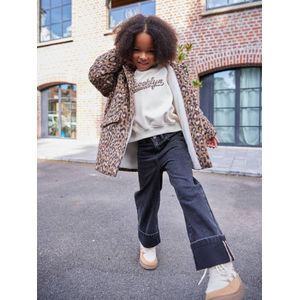 Mantel met capuchon van Laine stof met luipaardprint voor meisjes bruin