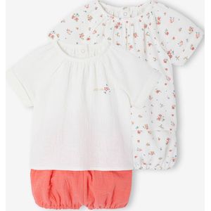 Pyjama's - Set van 2 - Licht Katoengaas - Korte Mouwen - Ronde Hals