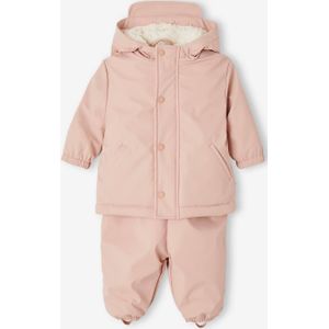 Set mantel + regenpak voor baby's roze (poederkleur)