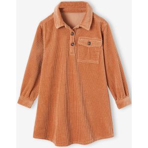 Ribfluwelen overhemdjurk kaneel