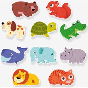 DJECO - Dieren Duo Puzzel - Groen - Karton - 10 Puzzels