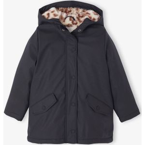 Regenjas - Antraciet - Voor Meisjes - Met Capuchon en Sherpa Voering