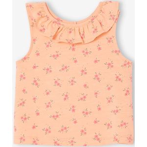 Bedrukt babyhemdje met ruches aan de kraag abrikoos (poederkleur)