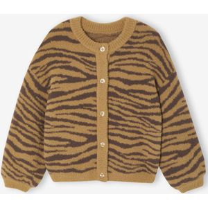 Vestje van schuimbreisel met dierenmotief voor meisjes chocoladebruin