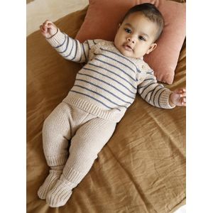 3-delig babypakje met gebreide trui + broek + sokken gemêleerd beige