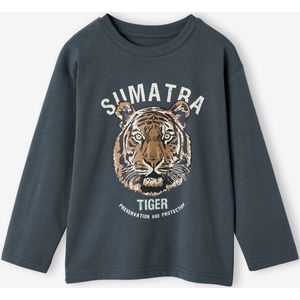 Jongensshirt - Petrolblauw - Grappig Dierenmotief - Lange Mouwen