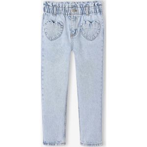 Paperbag - Meisjes - Jeans - Lichtblauw - 100% Katoen, Hoge Taille, 2 Hartzakken