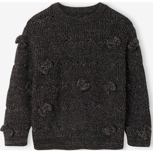 Kerst trui voor meisjes met kabels en knopen antraciet