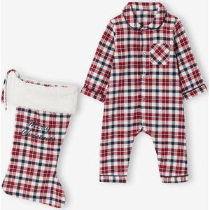 Geruit Babypakje - Rood - 2-delige Babyset - Flanel