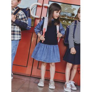 2-in-1 jurk voor meisjes marineblauw