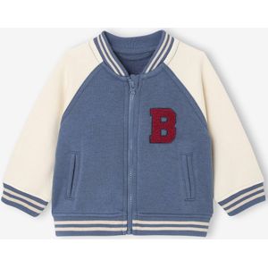 Teddy-stijl vestje voor baby's van fleece met lusjesbadge grijsblauw