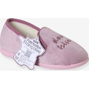 Gemaakt in Frankrijk, elastische sloffen voor kinderen roze, bedrukt
