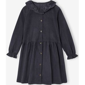 Jurk van fluweel / ribfluweel voor meisjes antraciet