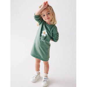 Basics fleece meisjesjurk smaragdgroen