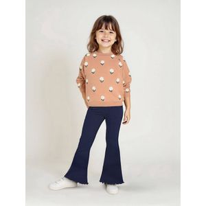 Set met sweater met print en uitlopende legging voor meisjes marineblauw