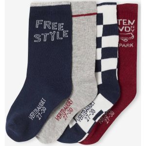 Set van 4 paar sokken "Skate" jongen marineblauw
