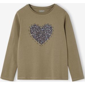 Meisjesshirt - Olijf - Met Lovertjes - Lange Mouwen