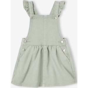 Salopettejurk baby schouderbandjes met ruches groengrijs