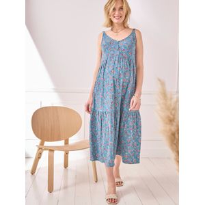Vertbaudet - Bedrukte Jurk - Petrolblauw - Katoen - Voor Zwangerschap en Borstvoeding