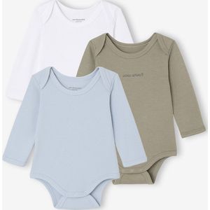 Set van 3 body's voor pasgeborenen van ribgebreide en interlock stof hemelsblauw