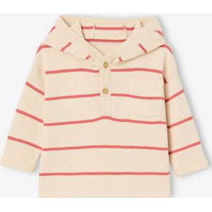Gestreepte trui met capuchon baby terracottategel