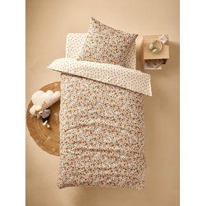 Set dekbedovertrek + omkeerbare kussensloop voor kinderen met gerecycled katoen RETRO FLOWERS meerkleurig