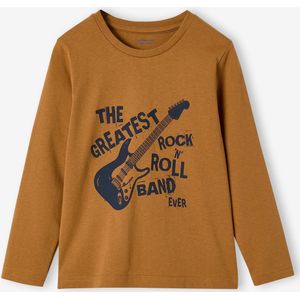 Basics T-shirt met lange mouwen voor jongens met een speels of grafisch motief mosterdgeel