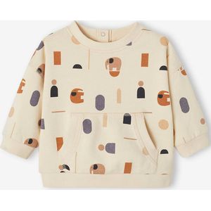 Molton baby sweatshirt lichtbeige met print