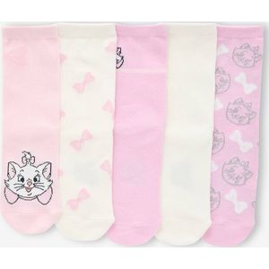 Set van 5 paar sokken voor meisjes DISNEY ANIMALS Marie de Aristokatten rozen