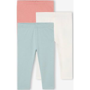 Set van 3 effen leggings Basics baby grijsblauw