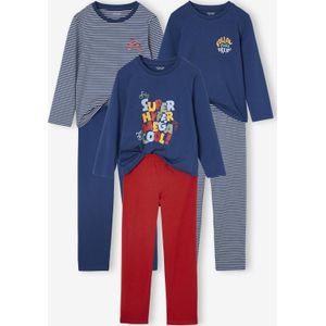 Set van 3 jongenspyjama's Fiets oceaanblauw