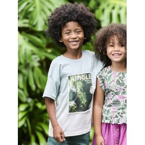 Jongensshirt tie & dye motief fotoprint saliegroen