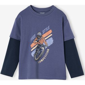 Jongensshirt met dubbele mouwen blauw