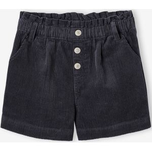 Fluwelen short met paperbag-vorm meisjes grijs