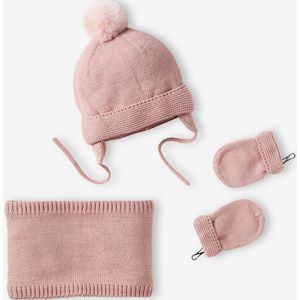 Baby - Muts Snood Wanten - Roze - Zacht Breisel - 60% Katoen 40% Acryl