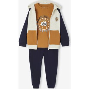 3-delige sportieve sweater voor jongens karamel