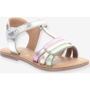 Leren kindersandalen Diamanto KICKERS zilver