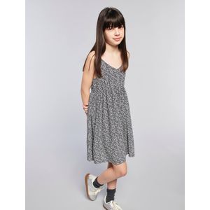 JONEN - Jurk - Grijs - Met Schouderbandjes - Bloemenmotief