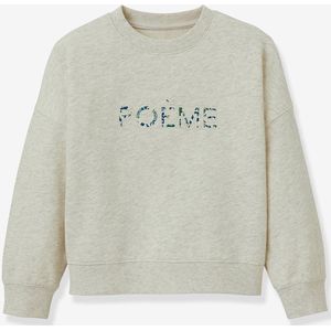 Sweater met tekst voor meisjes in Liberty-stof van biologisch katoen CYRILLUS ecru