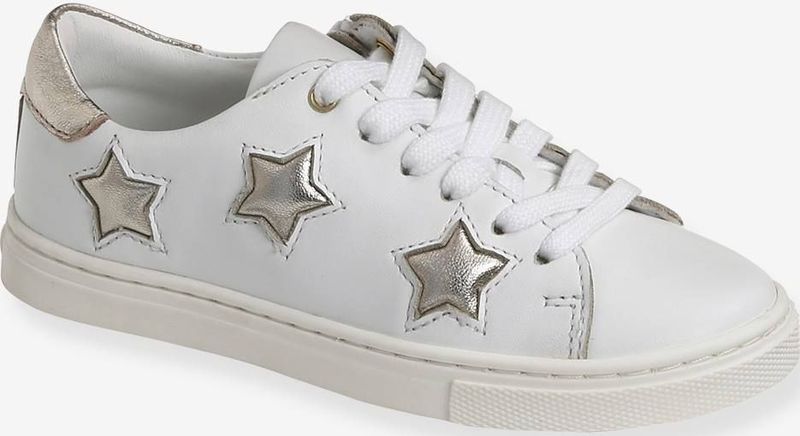 Leren meisjessneakers met vetersluiting en ritssluiting bank