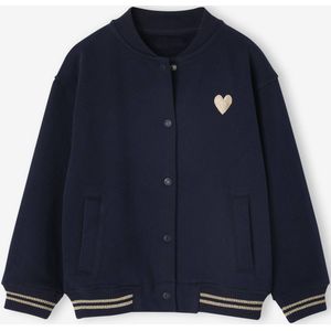 Sweater in bomberlook voor meisjes van fleece marineblauw