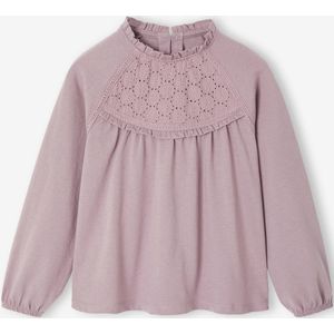 Shirt van Engels borduurwerk voor meisjes zachtpaars