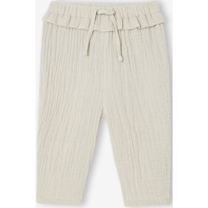 Babybroek van katoengaas groengrijs