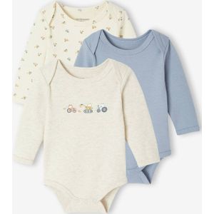 Set van 3 Body's - Saliegroen - Lange Mouwen - Amerikaanse Opening