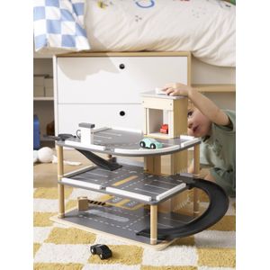 Houten garage 3 niveaus meerkleurig