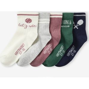 Set van 5 paar sportsokken voor meisjes gemêleerd grijs