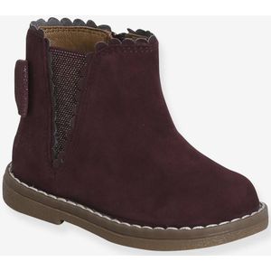 Elastische leren laarsjes voor meisjesbaby's bordeauxrood