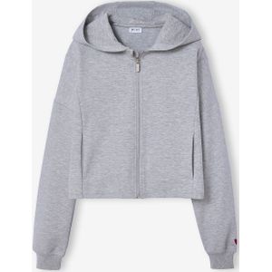 Korte sweater met rits en capuchon voor meisjes JONEN gemêleerd grijs