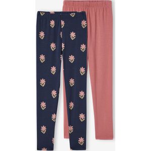 Set van 2 Basics meisjesleggings nachtblauw