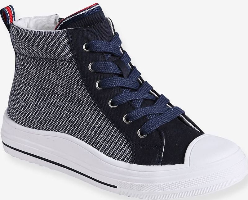 Vertbaudet - Hoge Sneakers - Jongens - Comfortabel Ontwerp - Met Veters en Rits